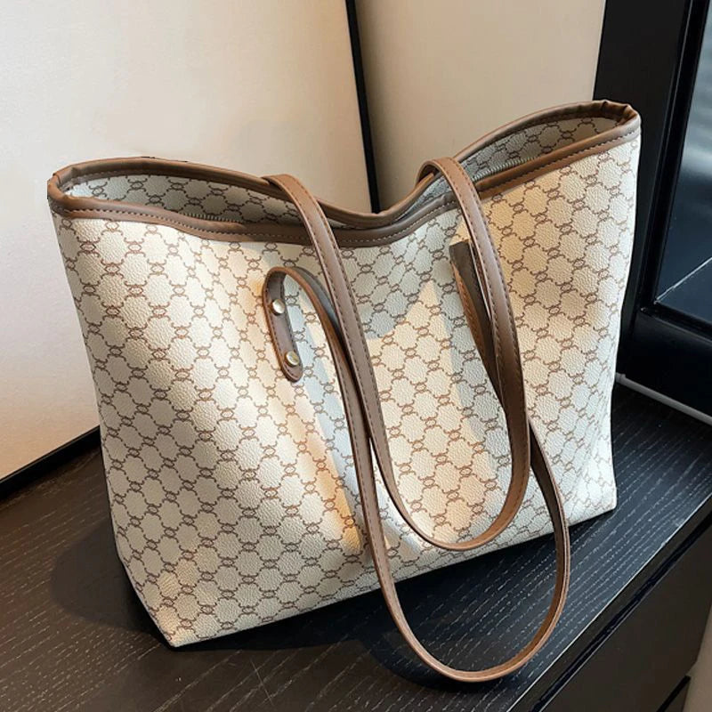 Women's PU Shoulder Tote with Zipper Closure
