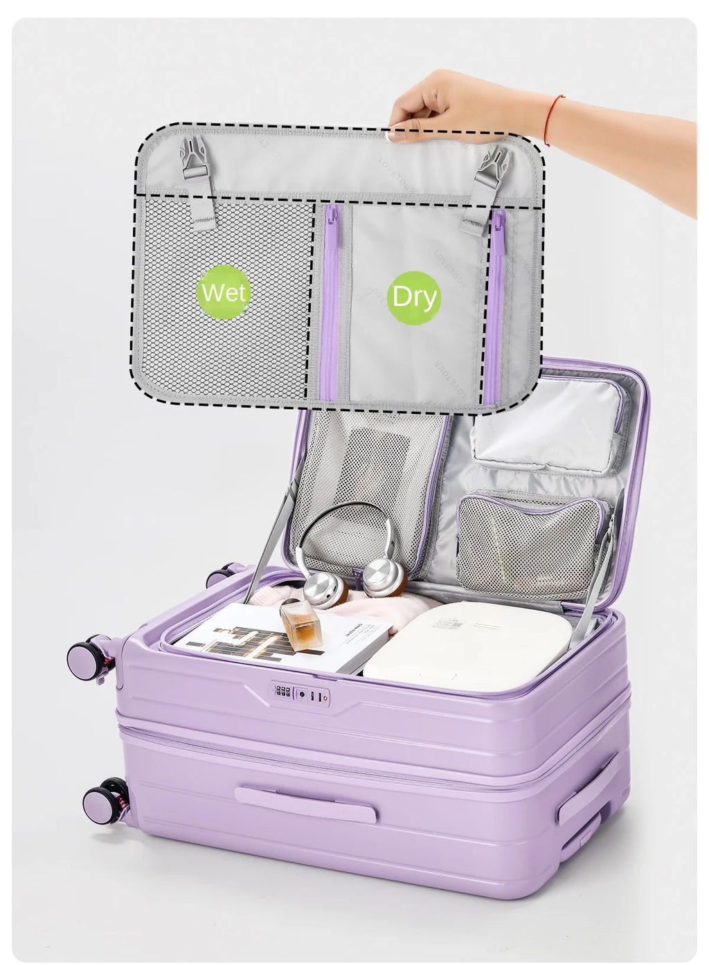 Side-Opening Lid Large Capacity Travel Suitcase Lightweight Pure PC Expandable Trolley Case 24/26/28/30inch Luggage High Quality Whispering Desires Shoppe
