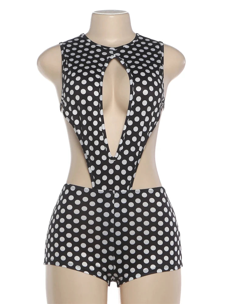 Women's Polka-Dot Bodysuit and Shorts Set