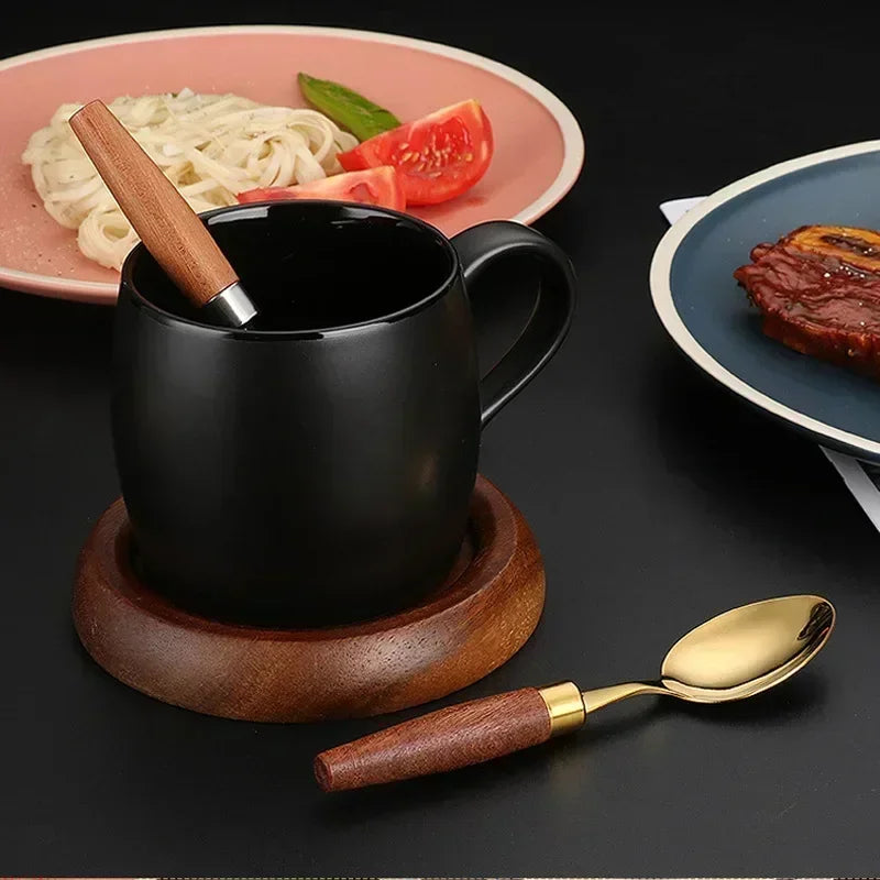 Wood-Handle Stainless Steel Flatware — 4 Pieces