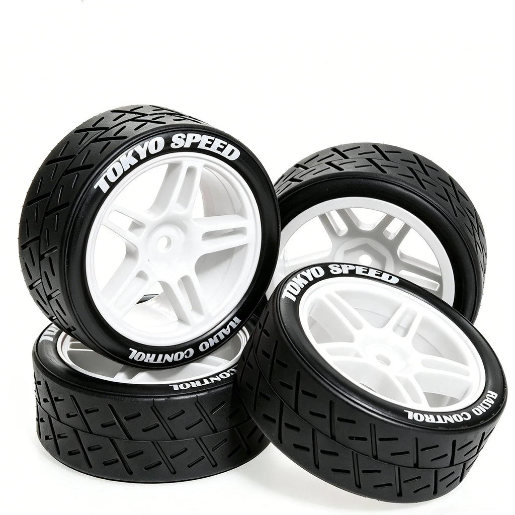 1:10 RC Car Tires & Wheels – Set of 4, 12 mm Hex
