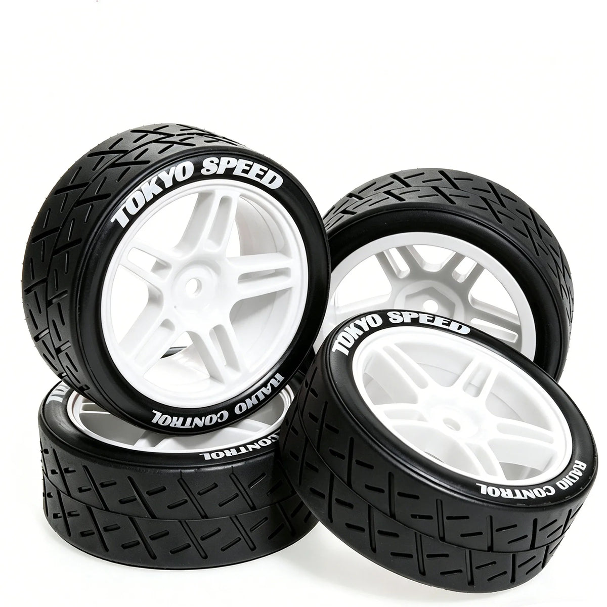 1:10 RC Car Tires & Wheels – Set of 4, 12 mm Hex