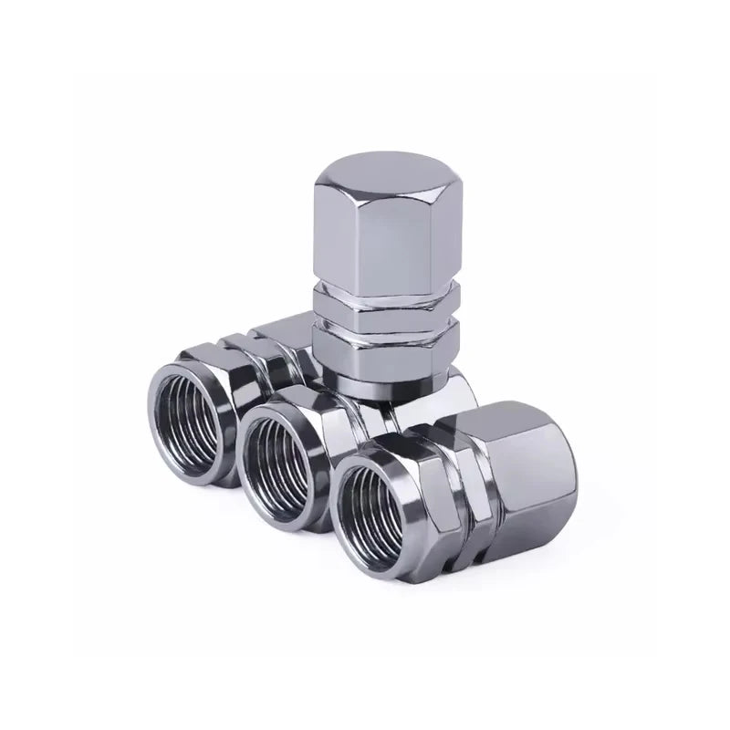 Aluminum Tire Valve Caps with Plastic Liners – Set of 4