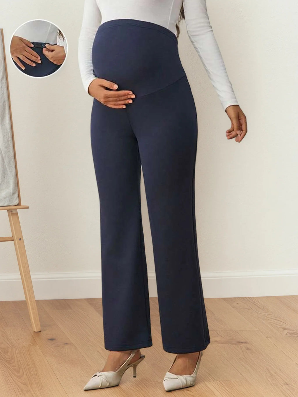 Spring Autumn Maternity Pants High-waist Belly Support Straight Pants Loose Wide-leg Casual Trousers For Pregnant Women Outwear Whispering Desires Shoppe