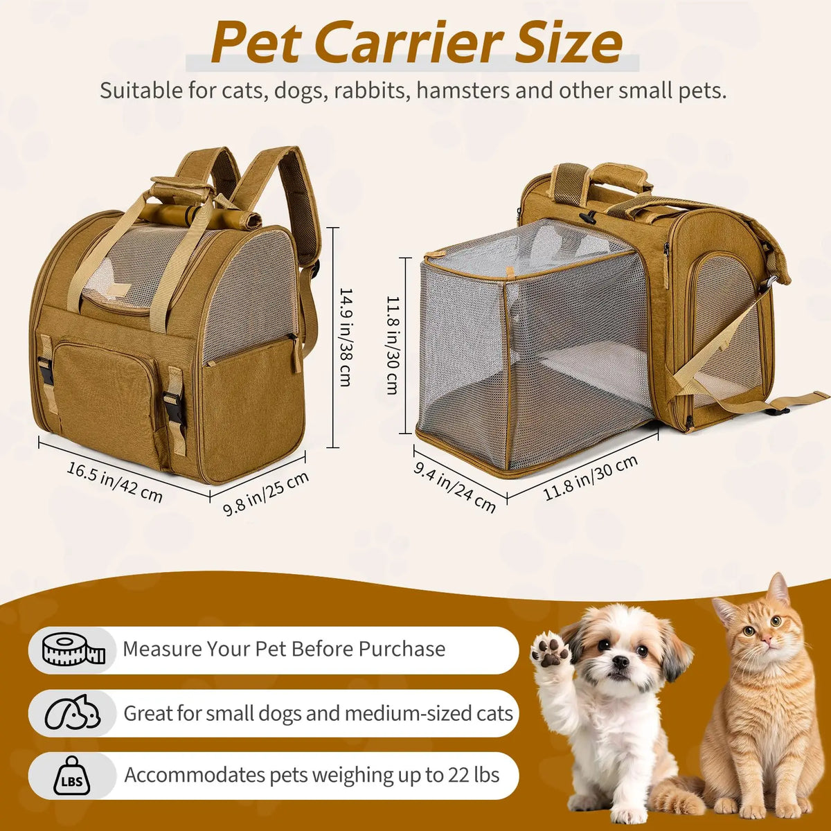 Expandable Mesh Pet Carrier Backpack