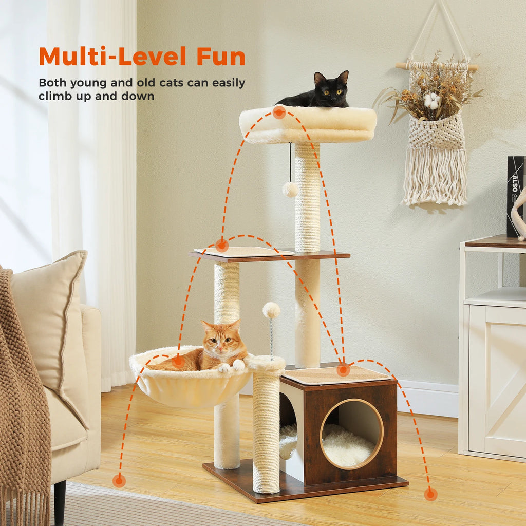 110cm Cat Tree with Condo & Hammock