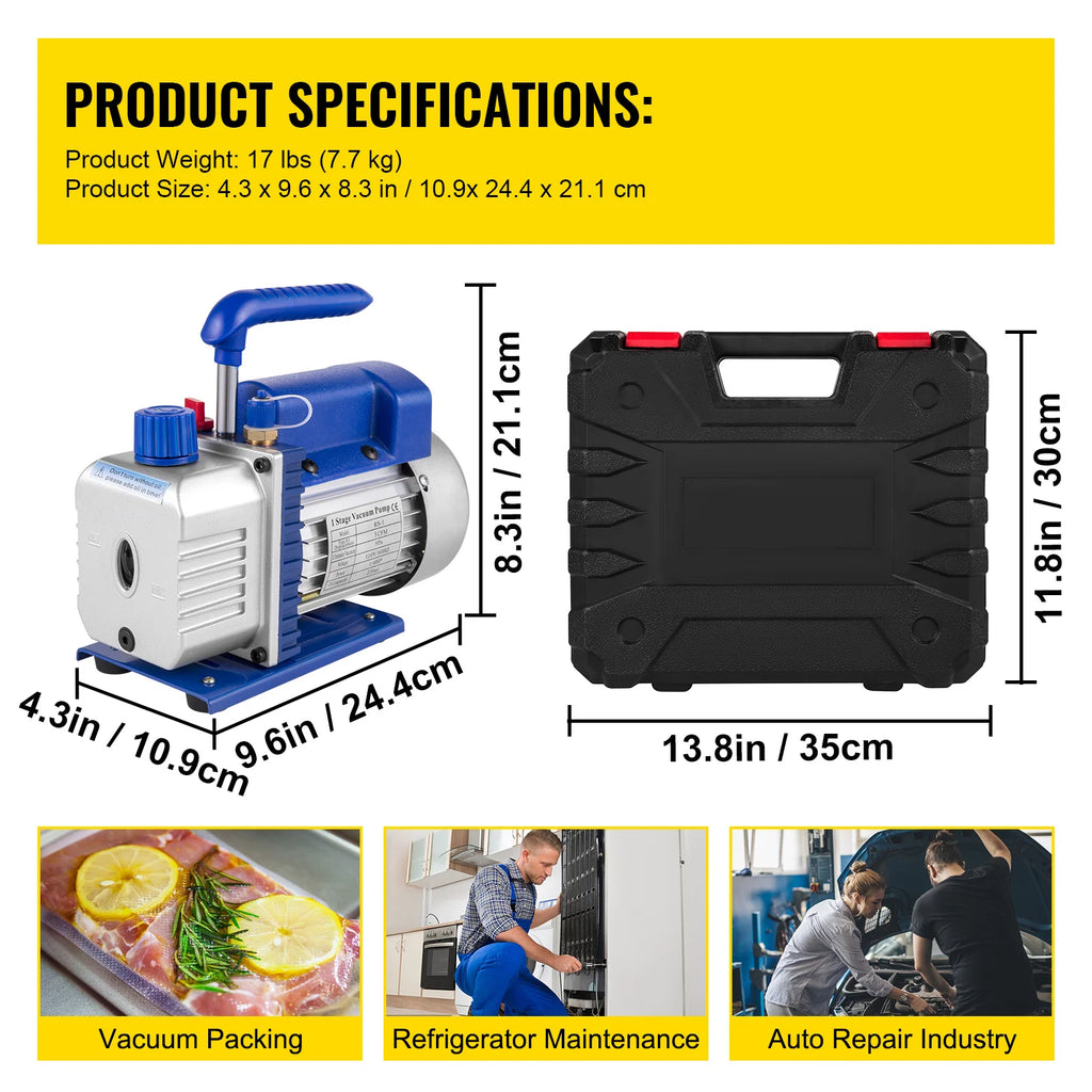SucceBuy 3 CFM HVAC Vacuum Pump & Manifold Gauge Kit
