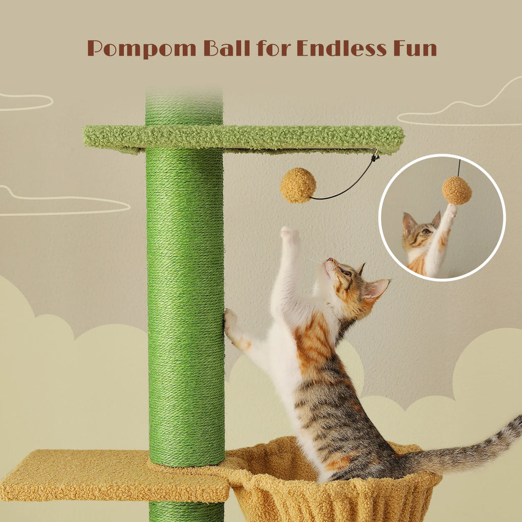 Cactus Cat Tree Floor to Ceiling Cat Tower with Sisal Scratching Post,Comfortable Hammock for Multi-Cat Homes,Cat Accessories Whispering Desires Shoppe