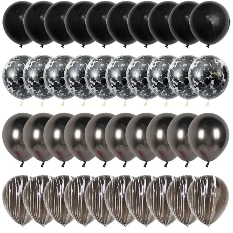 Black Confetti Latex Balloon Sets, 40 Pieces