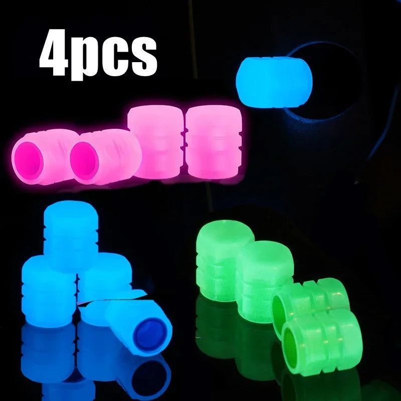 Glow-in-the-Dark Tire Valve Caps – Set of 4
