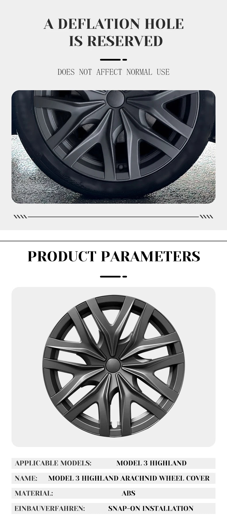 TSLLUG 18-Inch Wheel Covers for Tesla Model 3 Highland – Set of 4