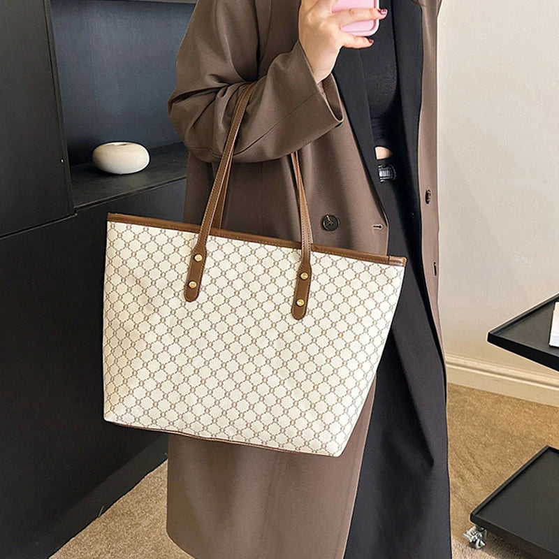 Women's PU Shoulder Tote with Zipper Closure