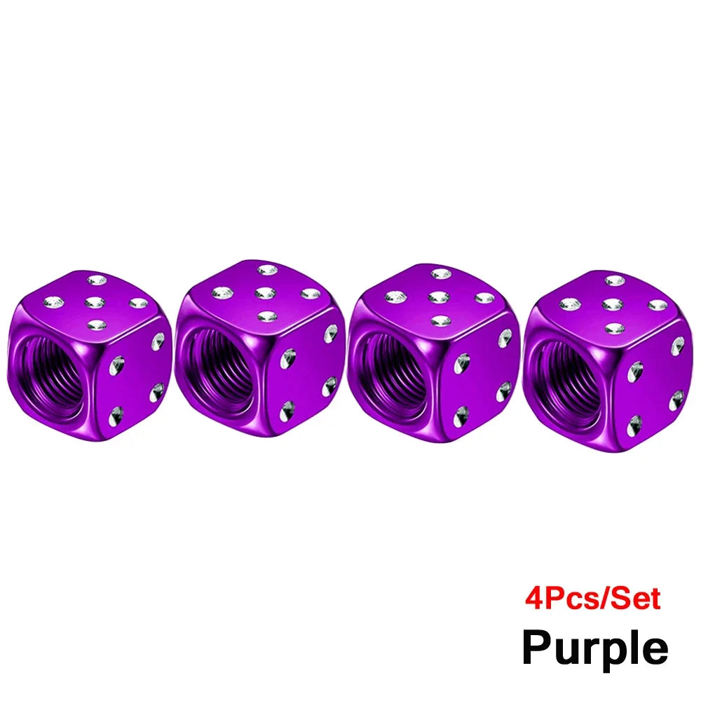 Aluminum Dice Tire Valve Caps – Set of 4