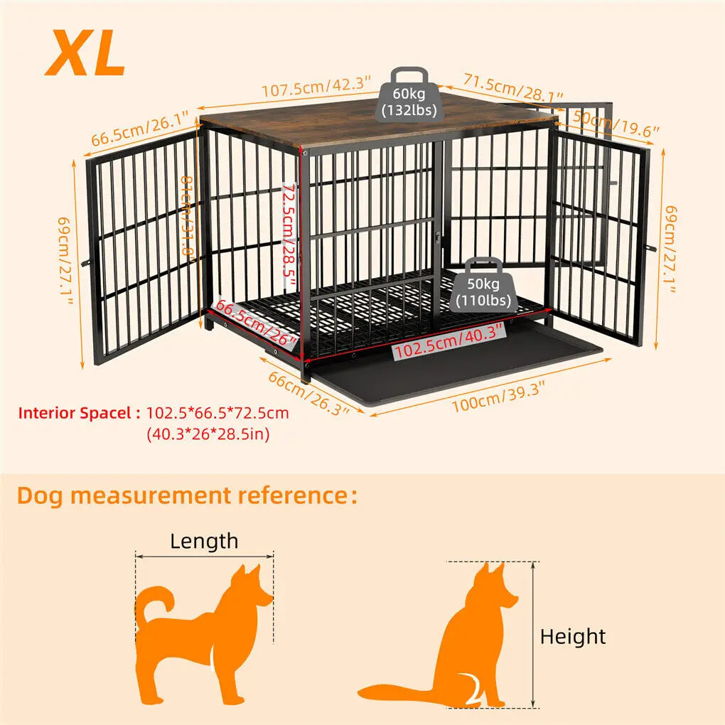 Wooden Dog Crate Furniture with Metal Frame