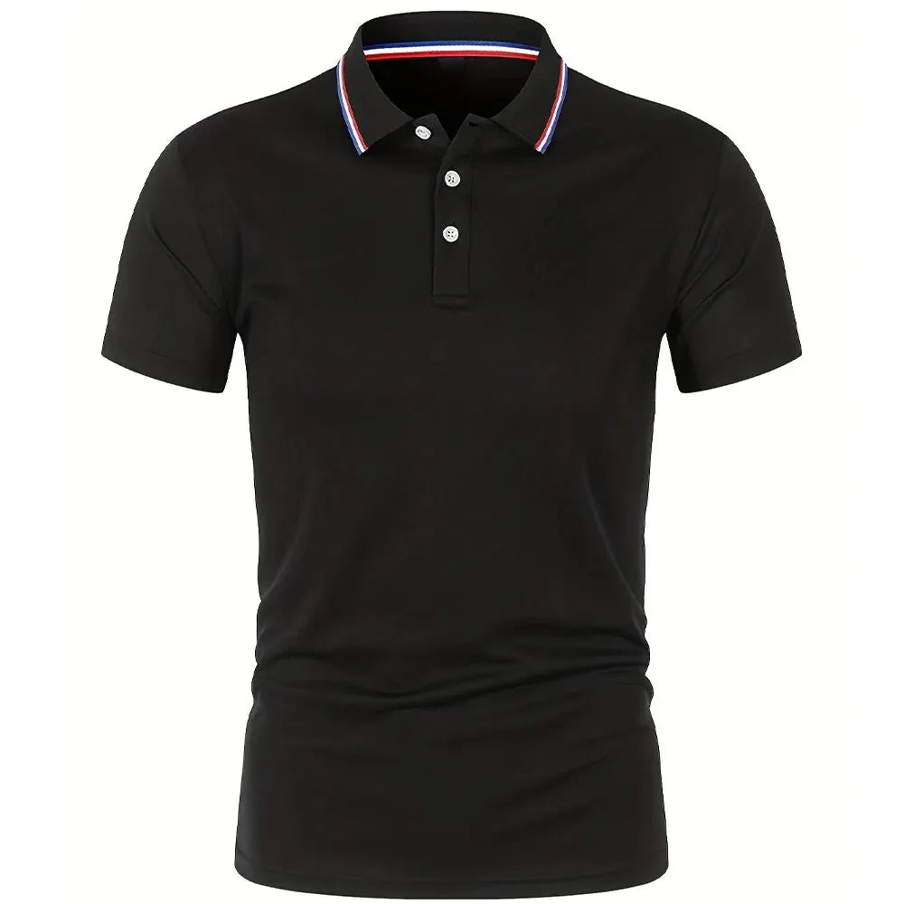 Men's Solid-Color Short-Sleeve Polo Shirt