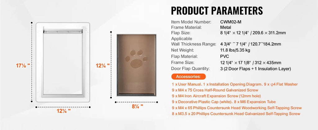 SucceBuy Pet Door Metal Frame with Lock and 3-Flap System Weatherproof Doggy Door Easy to Install in Interior or Exterior Walls Whispering Desires Shoppe