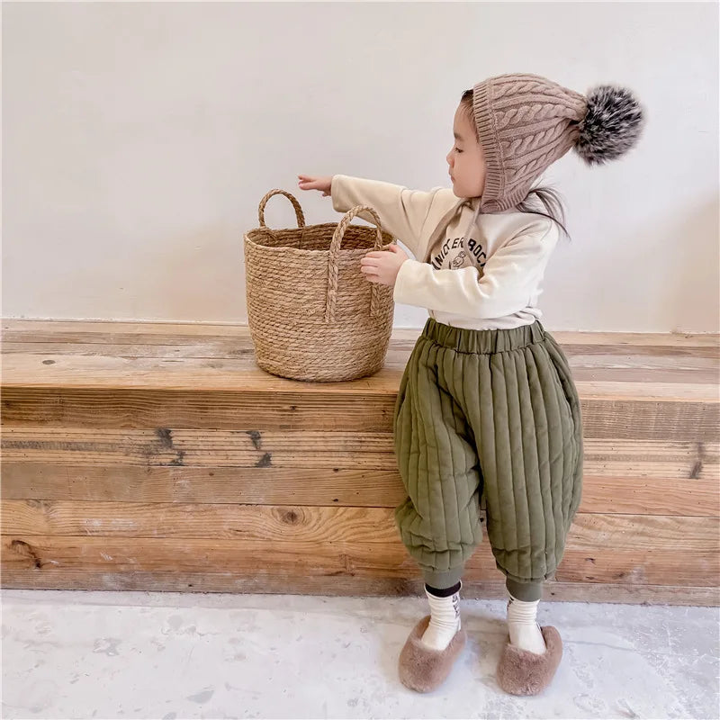 Children's Clothing From 2 To 7 Years Winter Kids Warm Cotton-Padded Trousers Baby Girls Thick Pants Toddler Boys Wear Clothes Whispering Desires Shoppe