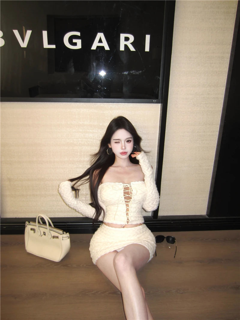 Cross-Strap Knit Top & Mini Skirt Separates