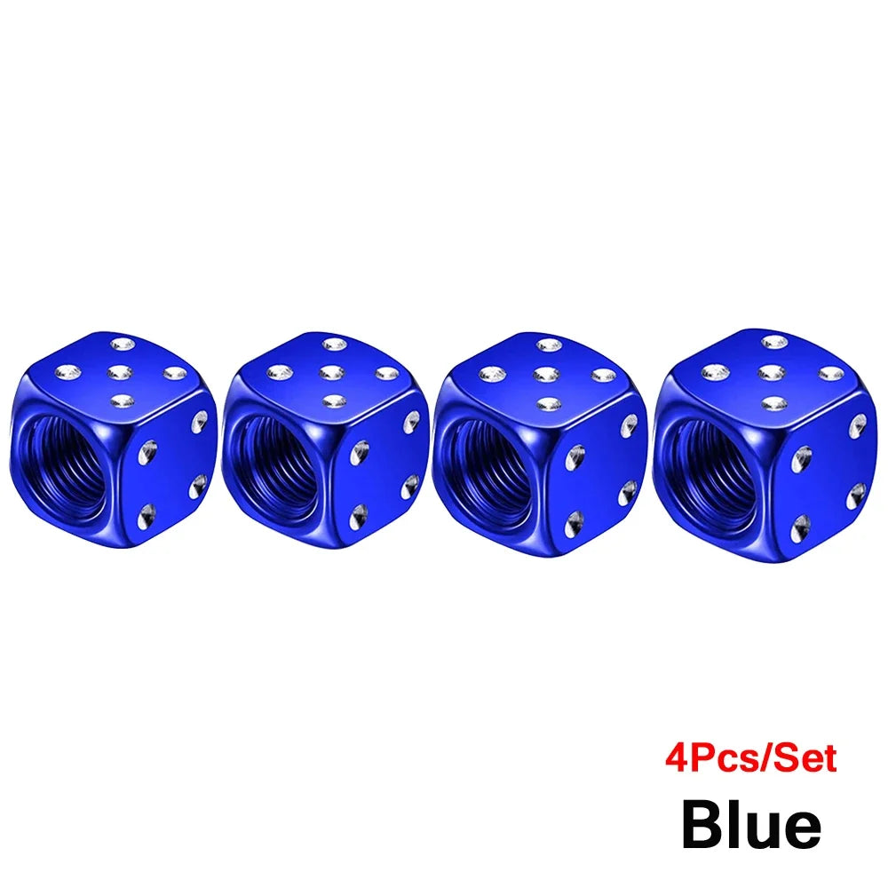 Aluminum Dice Tire Valve Caps – Set of 4