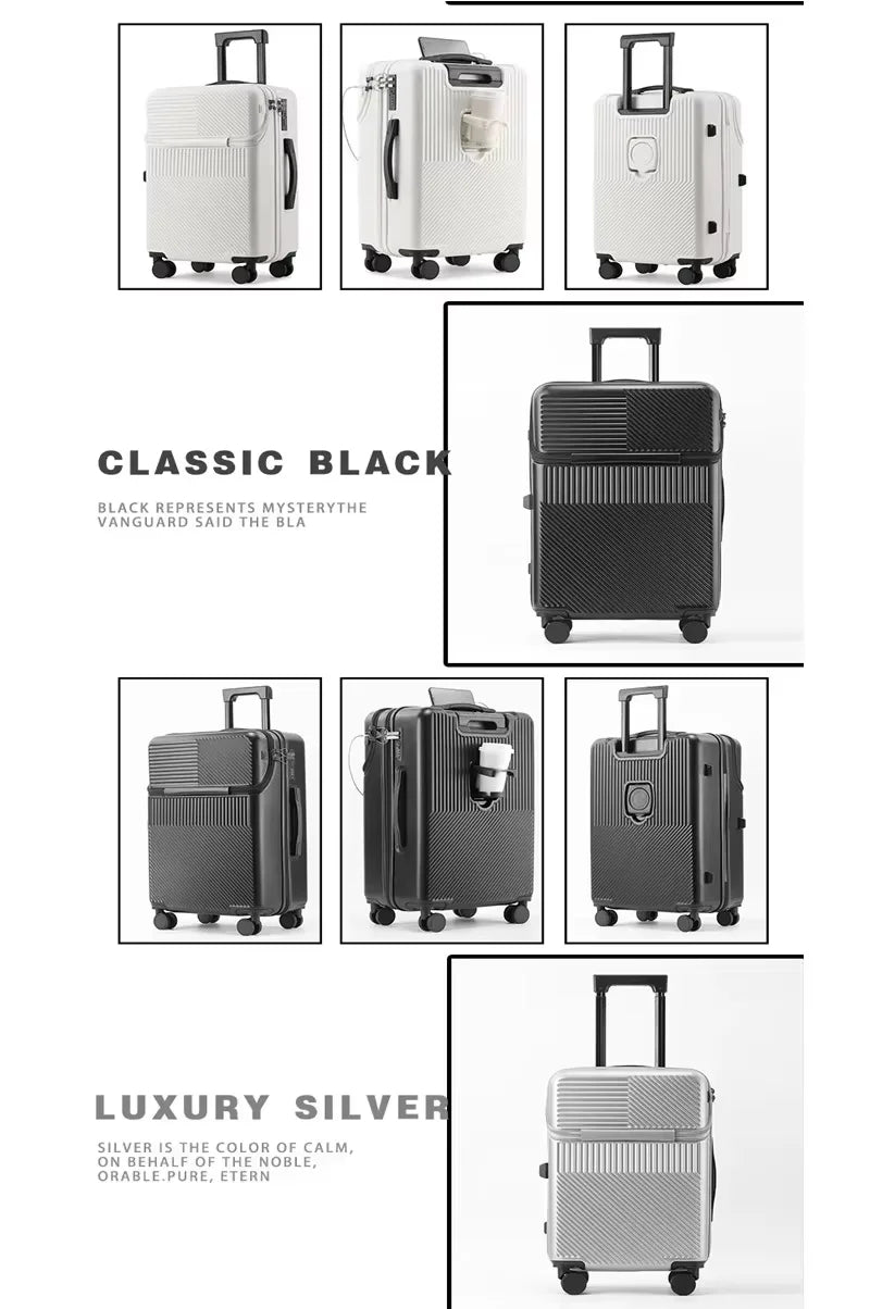 BunnyFly 20-inch Lightweight Carry-on Business Suitcase with Cup Holder Stylish Compact Luggage for Travel Whispering Desires Shoppe