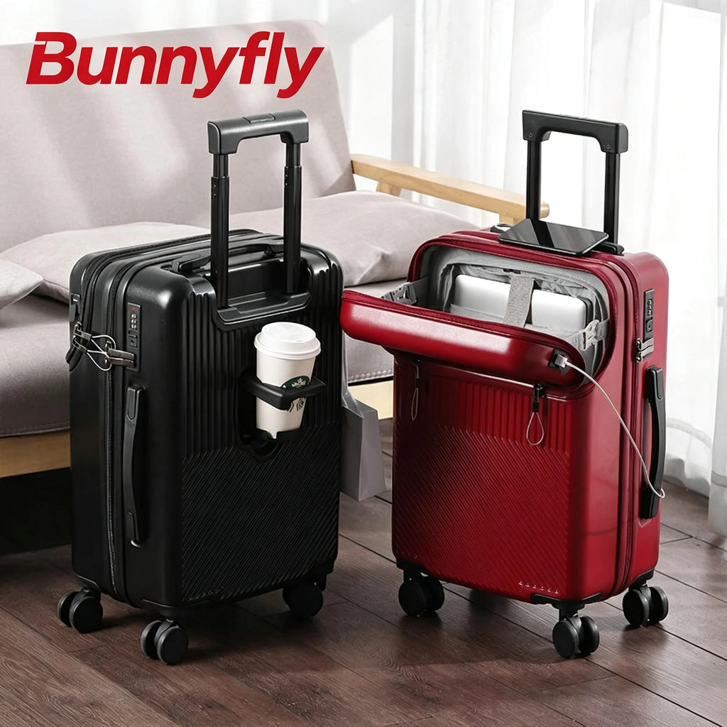 BunnyFly 20-inch Lightweight Carry-on Business Suitcase with Cup Holder Stylish Compact Luggage for Travel Whispering Desires Shoppe