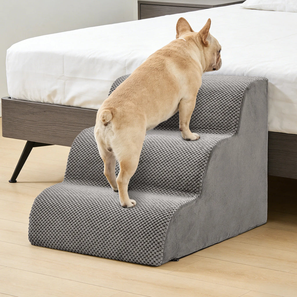 JHK 3-5 Step High-Density Foam Dog Stairs Ramp for Small Dogs Curved Pet Dog Steps Indoor Non-Slip Pet Ladder Ramp Stairs Whispering Desires Shoppe