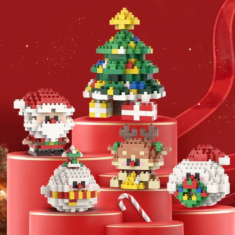 Santa & Reindeer Holiday Micro Building Block Sets