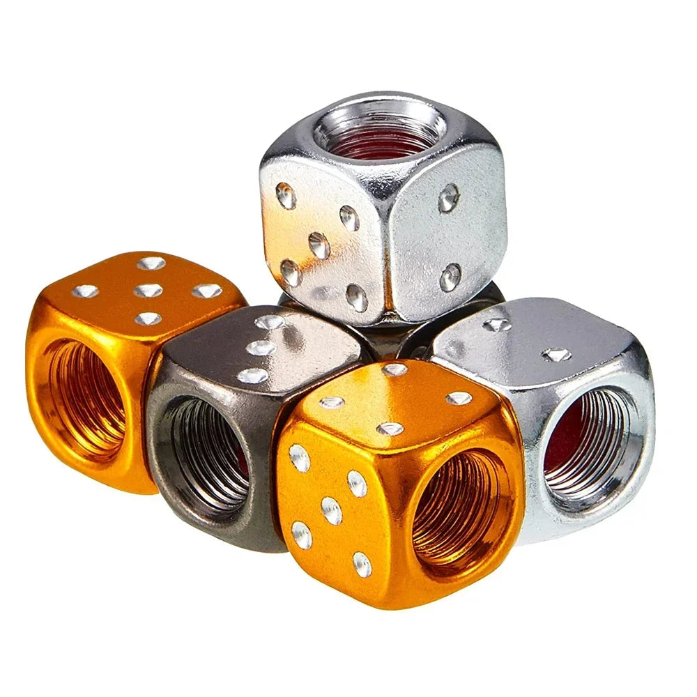 Aluminum Dice Tire Valve Caps – Set of 4
