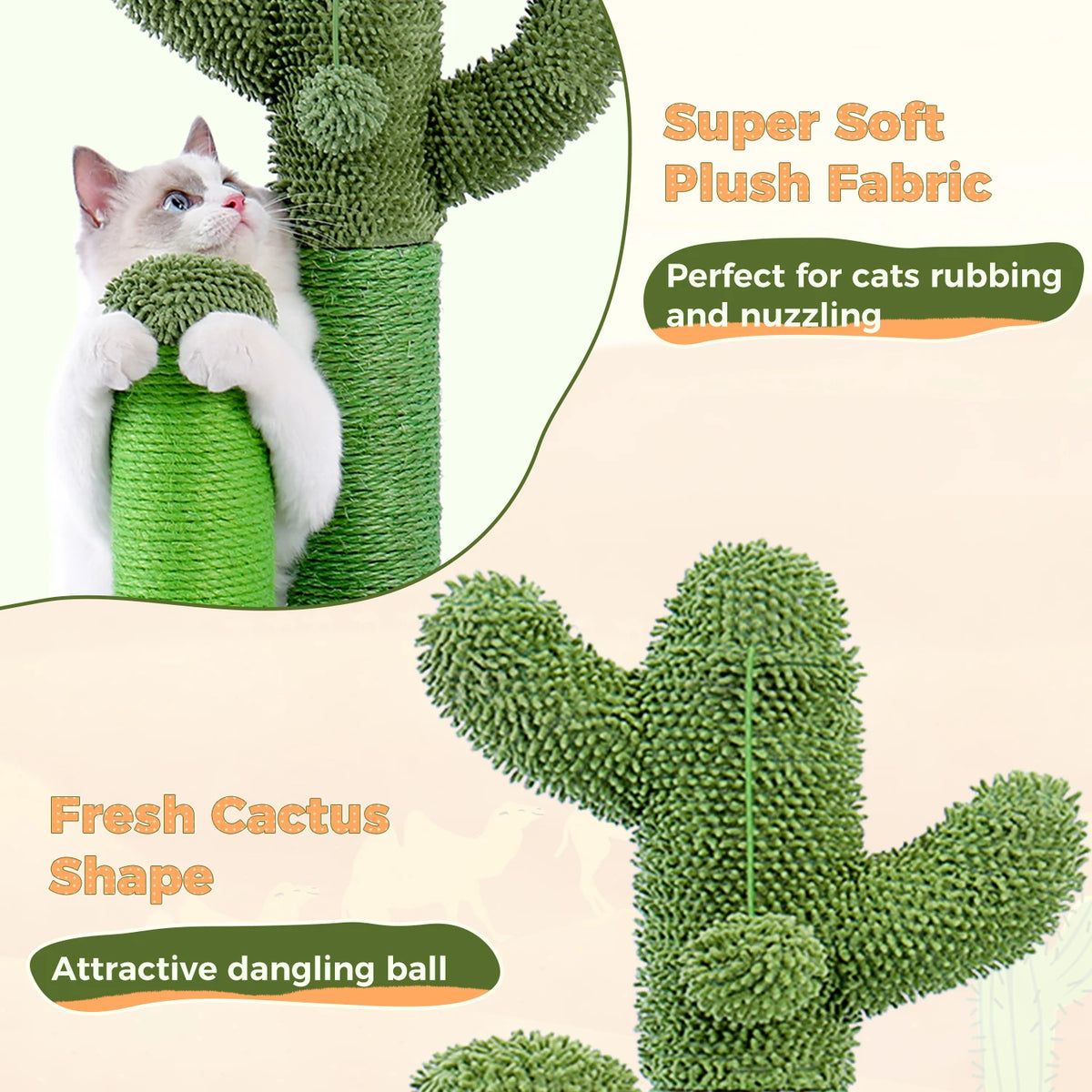Cactus Cat Scratching Post with Three Poles