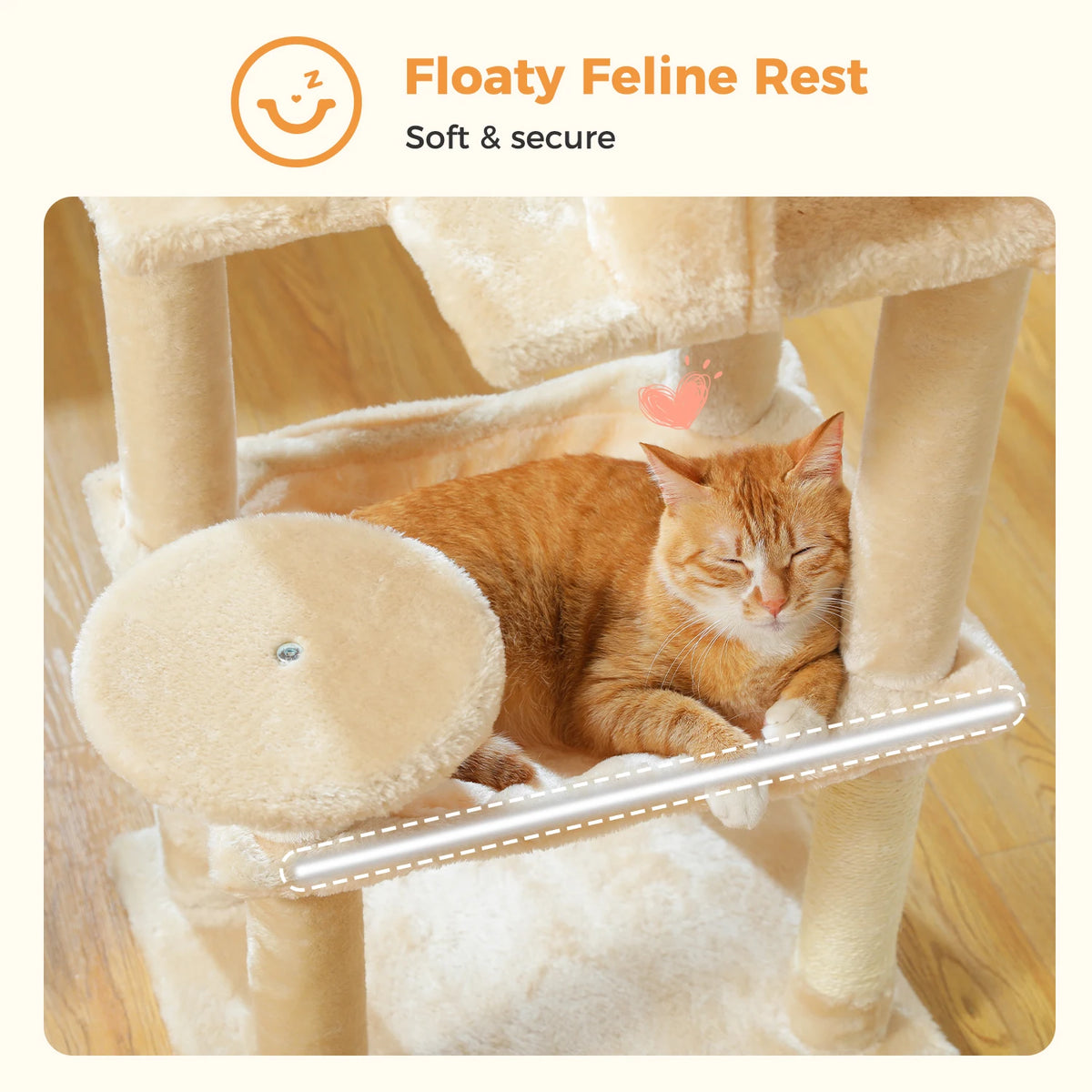 113cm Five-Level Cat Tree with Hammock & Condo