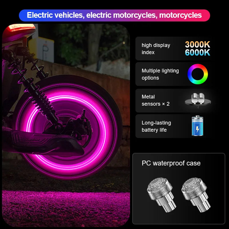 LED Tire Valve Lights – 2 or 4 Pieces
