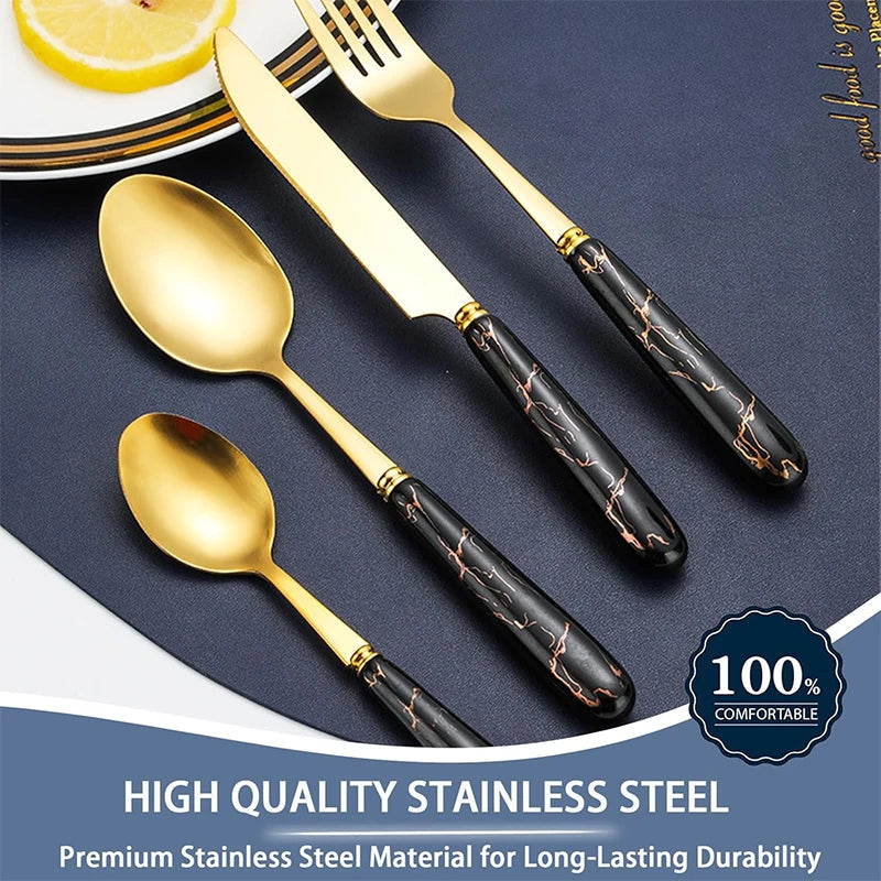 LMETJMA Stainless Steel Flatware — 24 Pieces