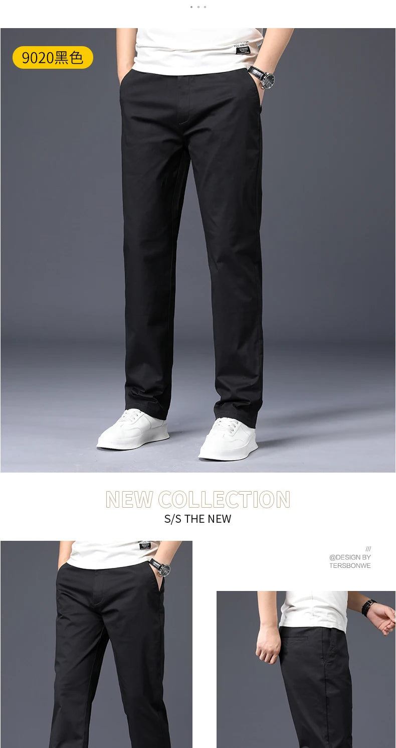 Men's Cotton-Blend Straight-Leg Stretch Pants