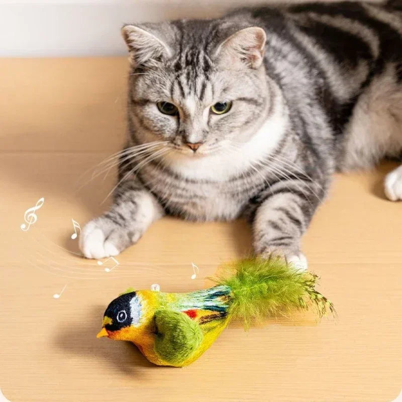 Wall-Mounted Sound-Activated Plush Bird Cat Toy