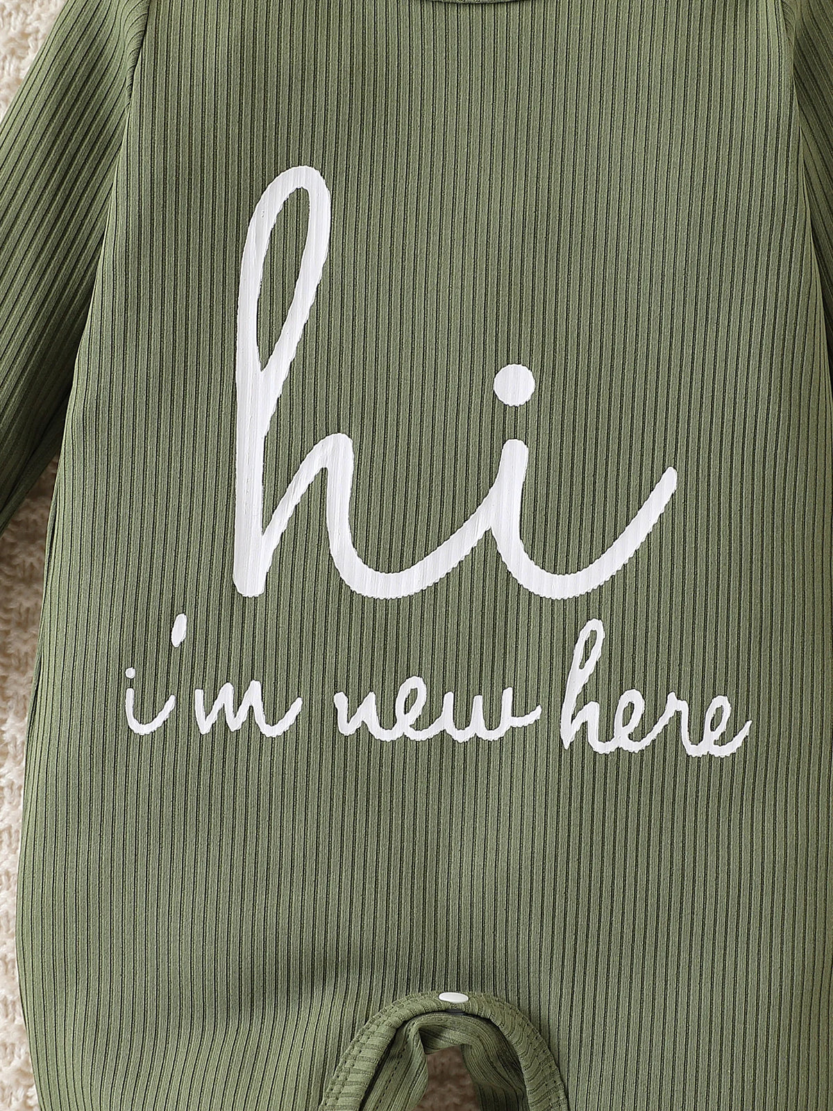 Baby Letter-Print Romper with Hat and Sock Covers