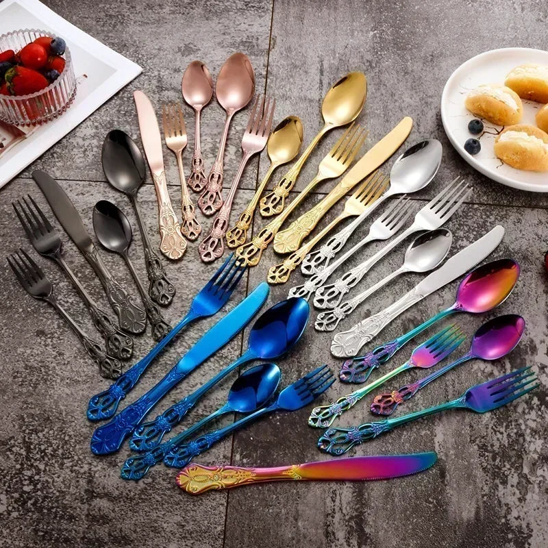 Vintage-Style Stainless Steel Flatware — Assorted Sets