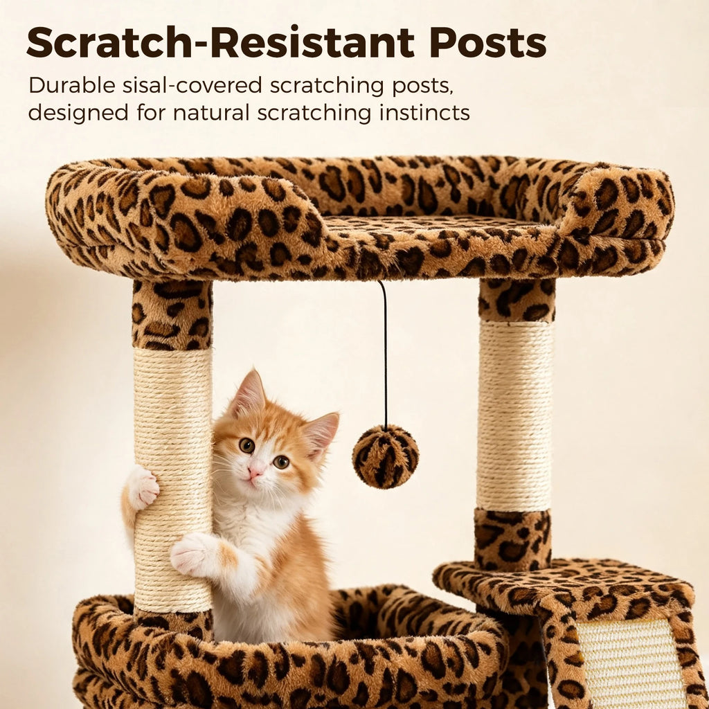 27" Cat Tree with Condo, Perch & Scratching Post