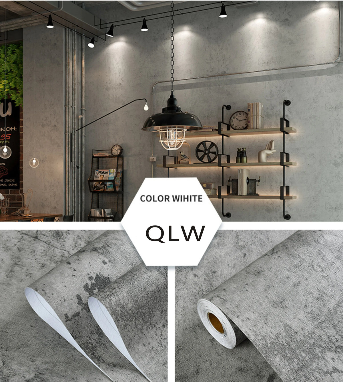Concrete-Look Self-Adhesive Wallpaper