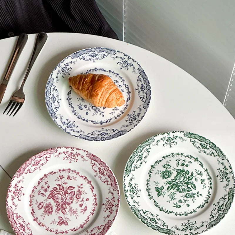 Vintage Rose Ceramic Plates — 20 or 25 cm