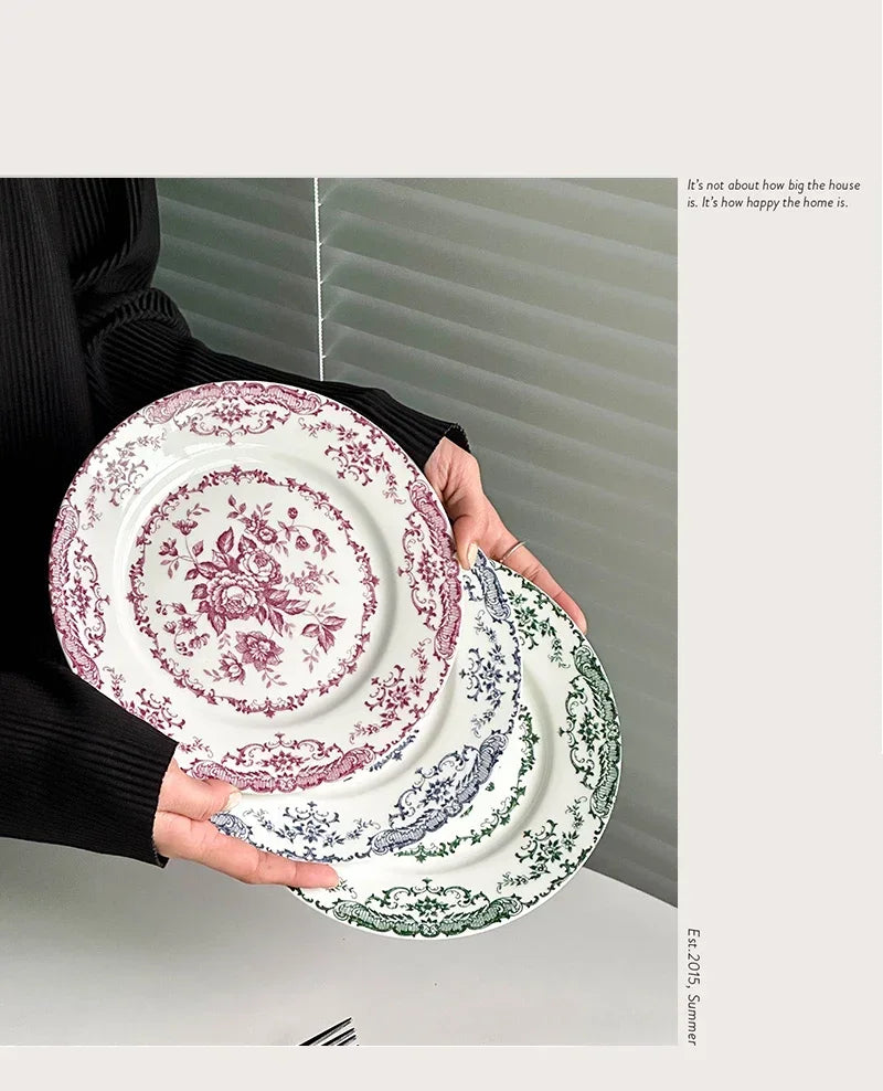 Vintage Rose Ceramic Plates — 20 or 25 cm