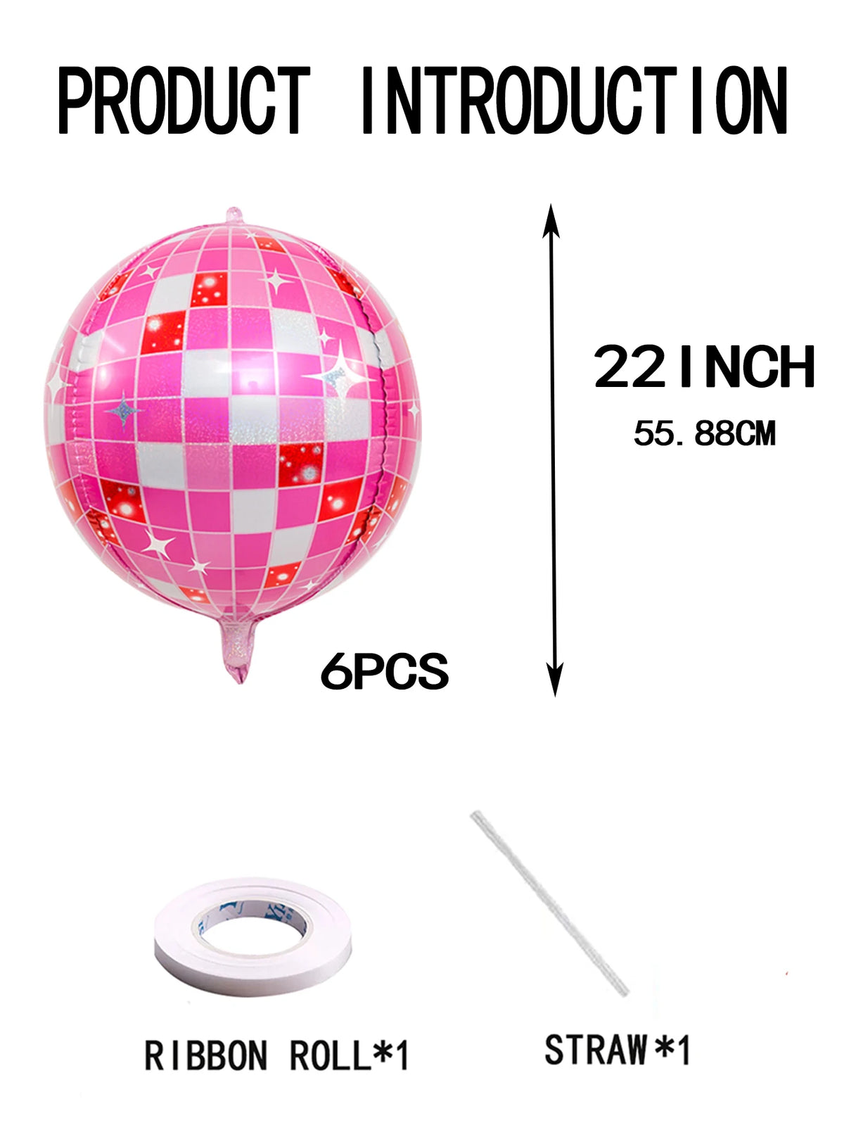 Pink 22-Inch 4D Disco Balloons, 6-Pack