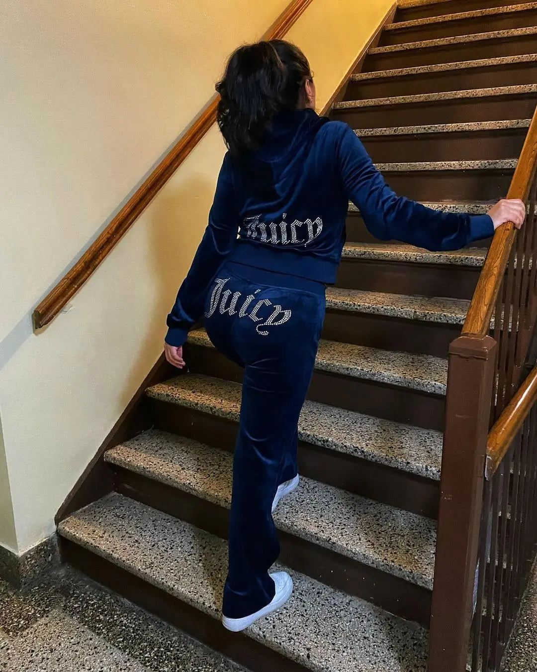 Women's Velvet-Look Embellished Hoodie and Pants Set