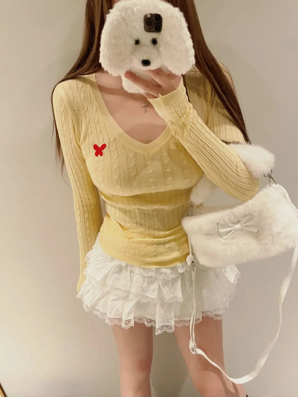 Casual V Neck White Pullovers Women Sweaters Autumn Winter Basic Long Sleeve Y2k Clothes Korean Pink Grey Ladies Tops Jumpers Whispering Desires Shoppe