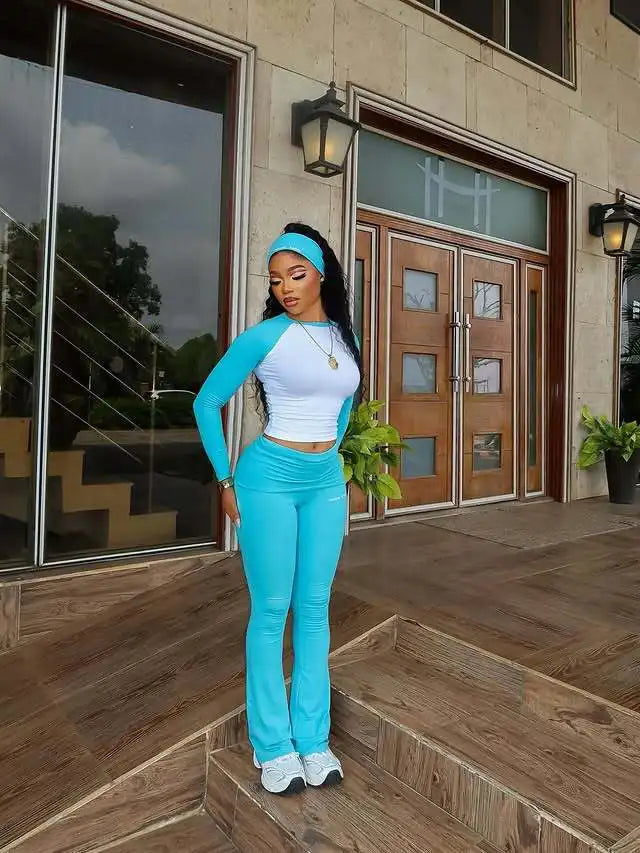 Women's Long-Sleeve Crewneck Top and Pants Set
