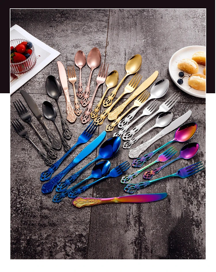 Vintage-Style Stainless Steel Flatware — Assorted Sets