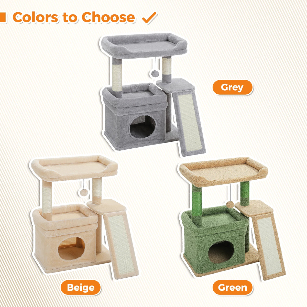 27" Cat Tree with Condo, Perch & Scratching Post