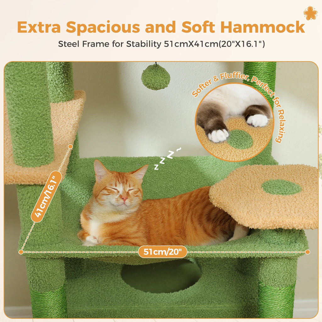 184cm Cat Tree with Hammock, Condo & Scratching Posts