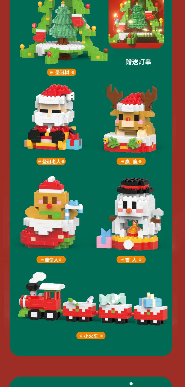 Santa & Reindeer Holiday Micro Building Block Sets
