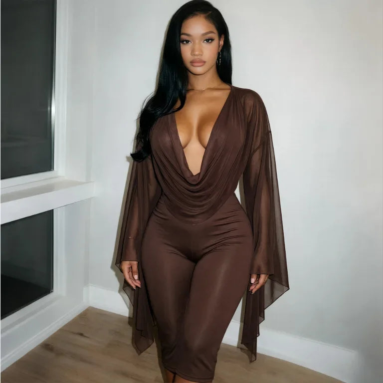 Women's Draped V-Neck Crop Top and Capri Set