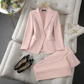Women's Double-Breasted Blazer and Wide-Leg Pants Set